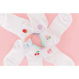 Embroidered Ankle Socks ONE BLUE BOW LEFT