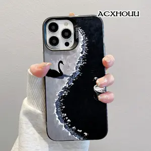 Compatible for iPhone 17 16 E Pro Max 15 Plus 14 13 12 11 XS XR Case Swan Duality Soft TPU Shockproof Protective CASE