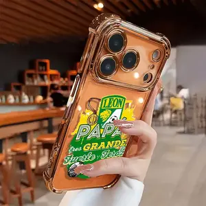 Club Leon "Papa Eres Grande Como Leon" Aesthetic Pattern Smartphone Cellphone Case, Electroplated Transparent TPU Airbag Shock-Proof Cover, Fashionable Soft Protector Accessory for iPhone 17,16,15,14,13,12,11 Pro Max, Accessories, Airbag Cover