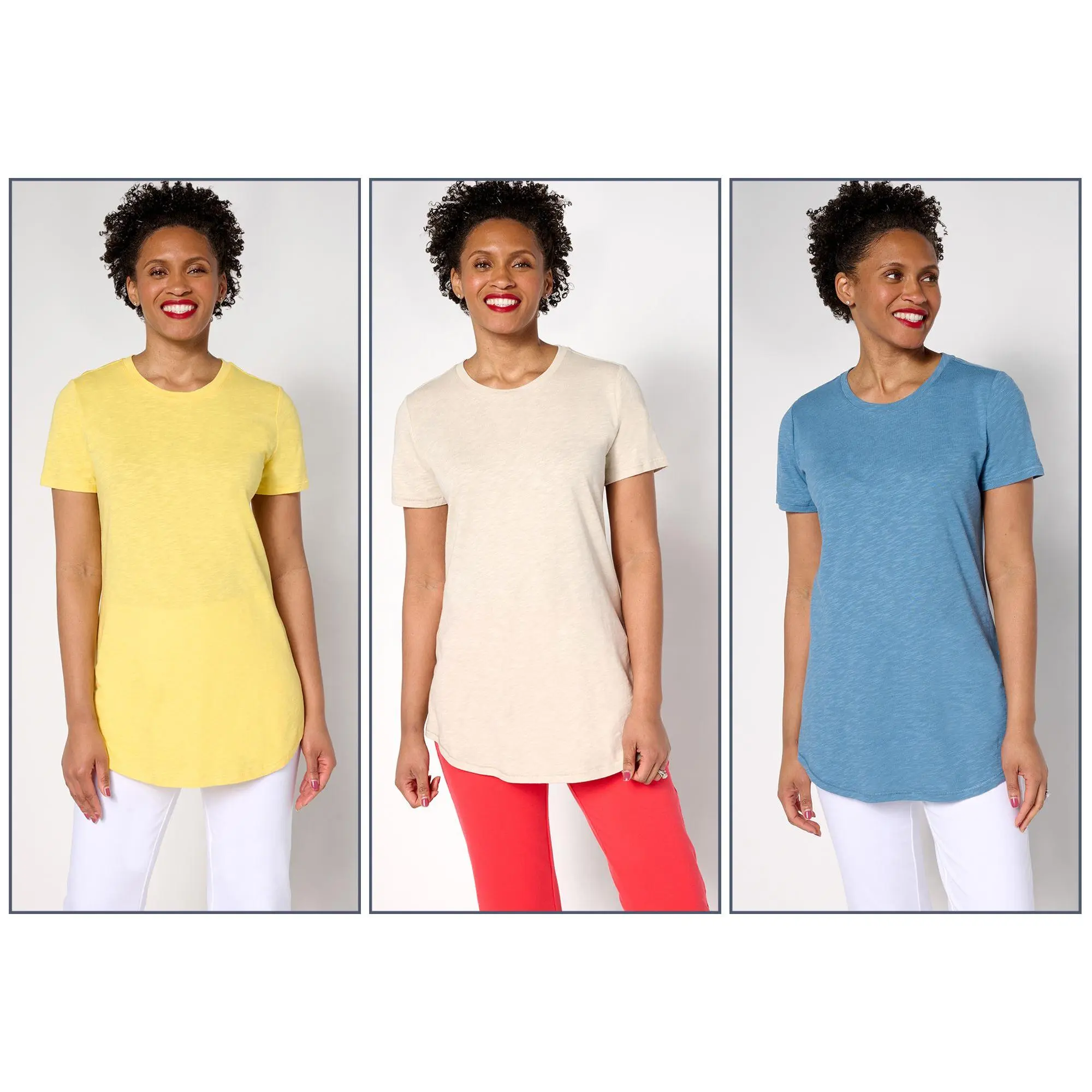 Denim & Co. Essentials Regular Linen Blend 3-Pack Tunics