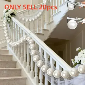 White Faux Pearl Garland for Staircase | 20 Large Pearls String Decor for Wedding Party Banister Party Decoration | Elegant 3.15 Inch Bead Accent for Home Event Styling | Versatile Wrap for Adult Celebrations | US Holiday Ready
