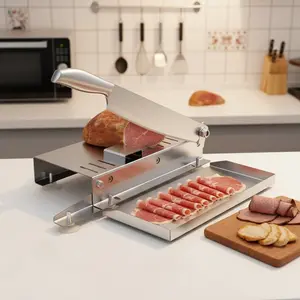 Multi-Functional Manual Meat & Food Slicer, Stainless Steel, Perfect for Hot Pot, BBQ & Meal Prep.Heavy Duty Kitchen Manual Slicer, Cut Frozen Meat, Salmon, Beef Jerky, Herbs & Vegetables Easily