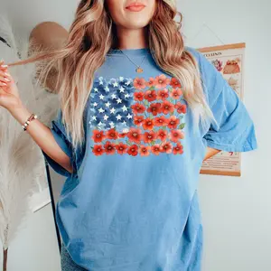 Comfort Colors Floral American Flag Shirt, 4th of July Shirt, Patriotic Shirt, Independence Day Shirt, Floral American Flag Shirt, USA Tee
