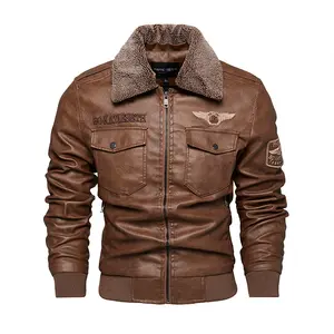 Men's Collar Retro Faux Leather Jacket, Casual Motorcycle Jacket, Windproof And Waterproof