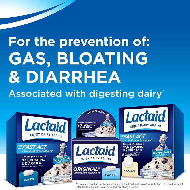 Lactaid Fast Act Lactose Relief Caplets – 60 Travel Packs with Lactase Enzyme