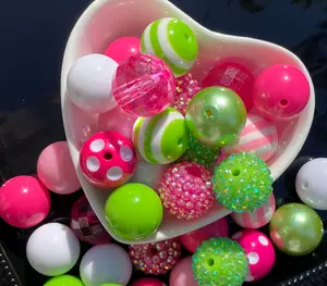 Watermelon Mix Bubble Gum Bead Mixes 20mm Chunky Bead Mixes for Jewelry Making Beading Accessories Durable Plastic Variety of Shades and Designs