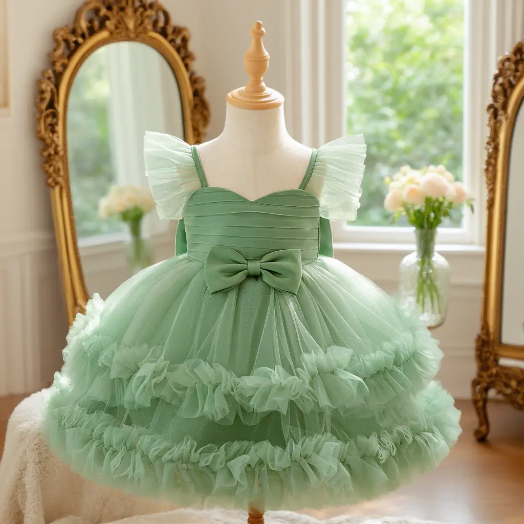 3060 Elegant girl floral chiffon dress suitable for parties school performances and weddings perfect for birthday celebrations