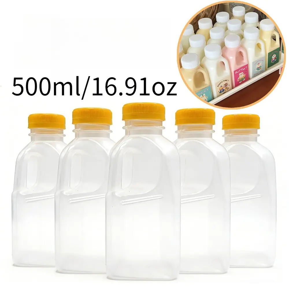 10pcs 500ml Transparent Plastic Water Bottles with Handle - Leakproof, Lightweight, Reusable, Portable, Compact for Gym, Camping (Sports & Outdoor, Camp Kitchen Supplies)