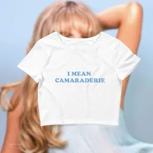 Sab-rina.C I Mean Camaraderie Crop Top - Short n Sweet Merch Bed Chem Espresso Please Please Please Emails I Can't Send Shirt