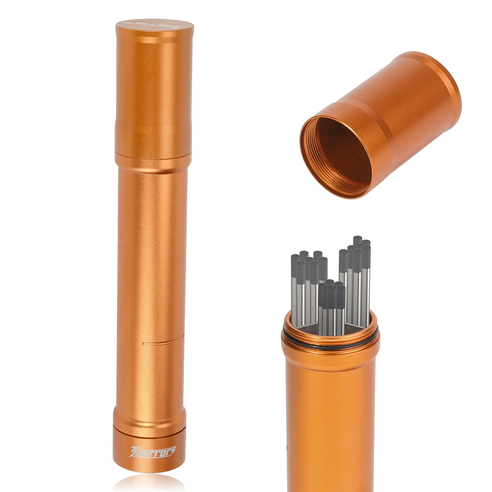 3mirrors Tungsten Electrode Holder - Orange Metal Welding Tube with 3-Section Dividers, Magnetic Base, Oxidation & Damage Protection Fit, Tungsten Holder