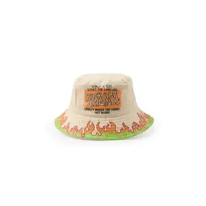 Beno Khaki Flames Graphic Bucket Hat