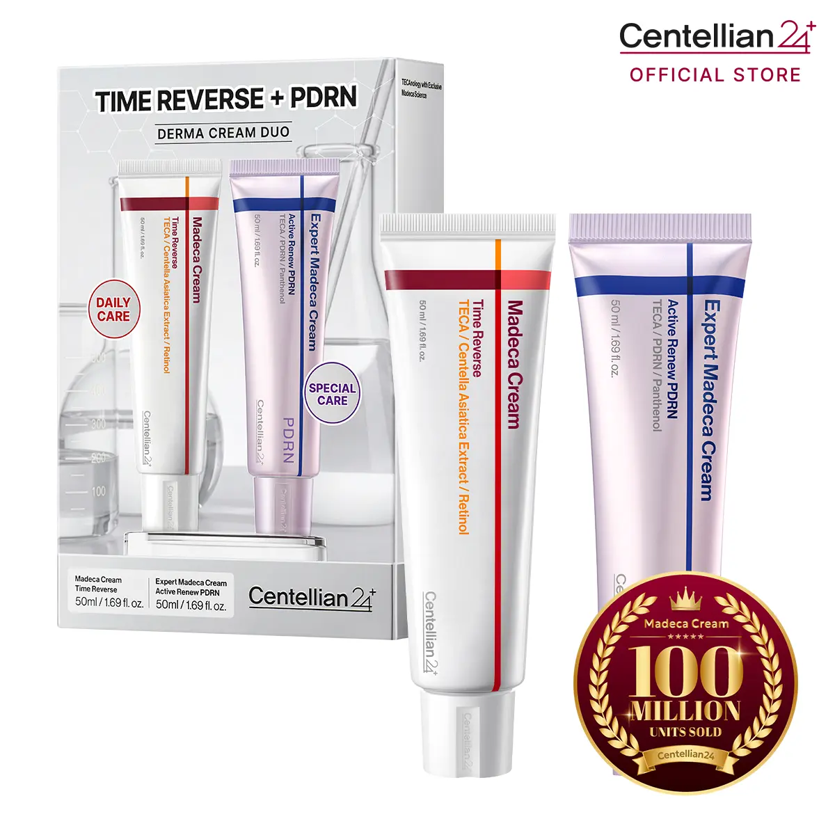 [Centellian24] K-Beauty Pharmaceutical: PDRN + TECA | Madeca Cream Time Reverse + Expert Madeca Cream Active Renew PDRN 50ml - Elasticity Firming Soothing Calming Deep Hydration Barrier Support for All Skin Types, Moisturize, Radiant Skin