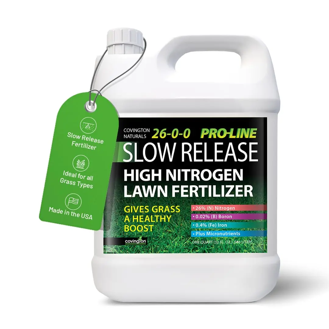 Covington Proline 26-0-0 NPK Liquid Lawn Slow Release Fertilizer (32Oz) – High Nitrogen Lawn Food for Summer Growth – Promotes Deep Green Color & Resilient Turf – Ideal for Heat-Stressed Lawns Covington Naturals