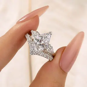 Maxine Gorgeous 3.5ct Pear Cut Three Stone 2PC Engagement Ring Set,5A Cubic Zirconia Bridal Ring Set,Women's Ring Jewelry,Wedding Ring Set for Daily,Travel,Proposal,Birthday,Anniversary