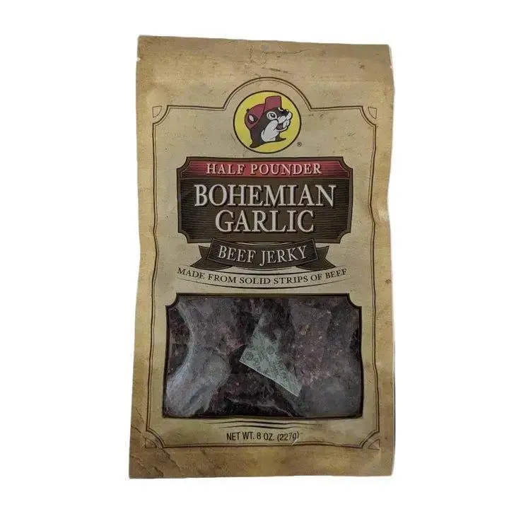 Buc-ee's Bohemian Recipe Garlic Beef Jerky - Savory Traditional Bold Garlic Flavor, Premium Cuts, No Preservatives, High Protein, Resealable, Perfect for Snacking & Travel, Dried Snack