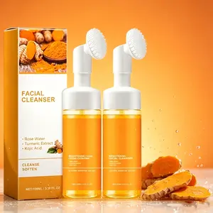 TURMERIC&KOJIC 100ml Turmeric + Kojic Acid Foaming Facial CleanserSilicone Brush Cleansing Skincare was Mousse cleaning