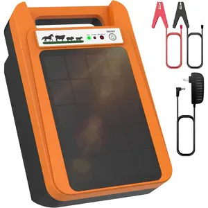 10 Mile Solar Electric Fence Charger, 0.2J Output Portable Solar Fence Charger, 24-Hour Uninterrupted Protection, Operates Up to 14 Days Without Sunlight, for Livestock and  Protection