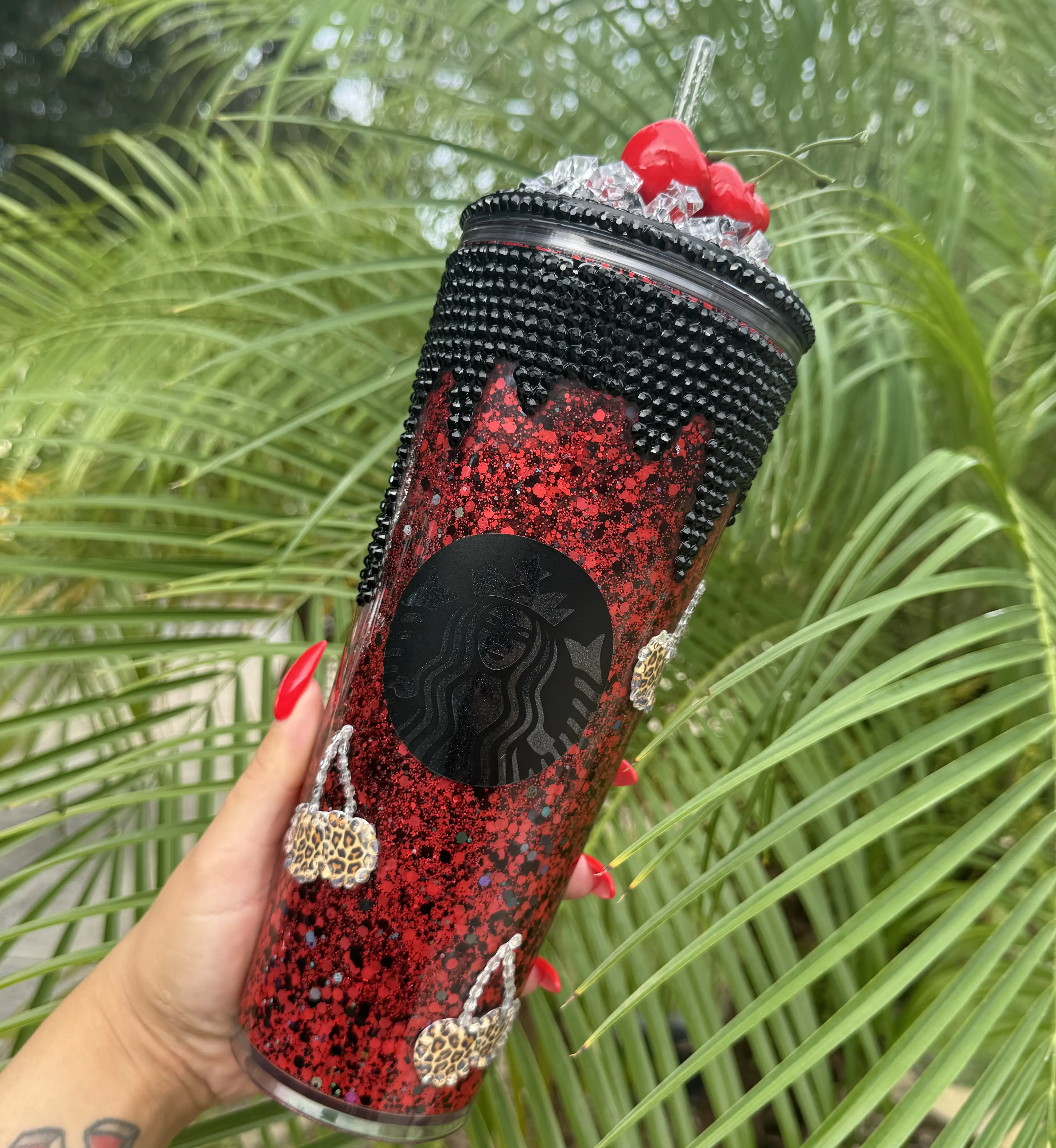 Leopard Cherry Snow Globe Tumbler Leopard Cherry Snow Globe Tumbler
