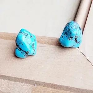 The Jewelry Junkie Blue Turquoise Stud Earrings - Unique Design for Everyday Wear
