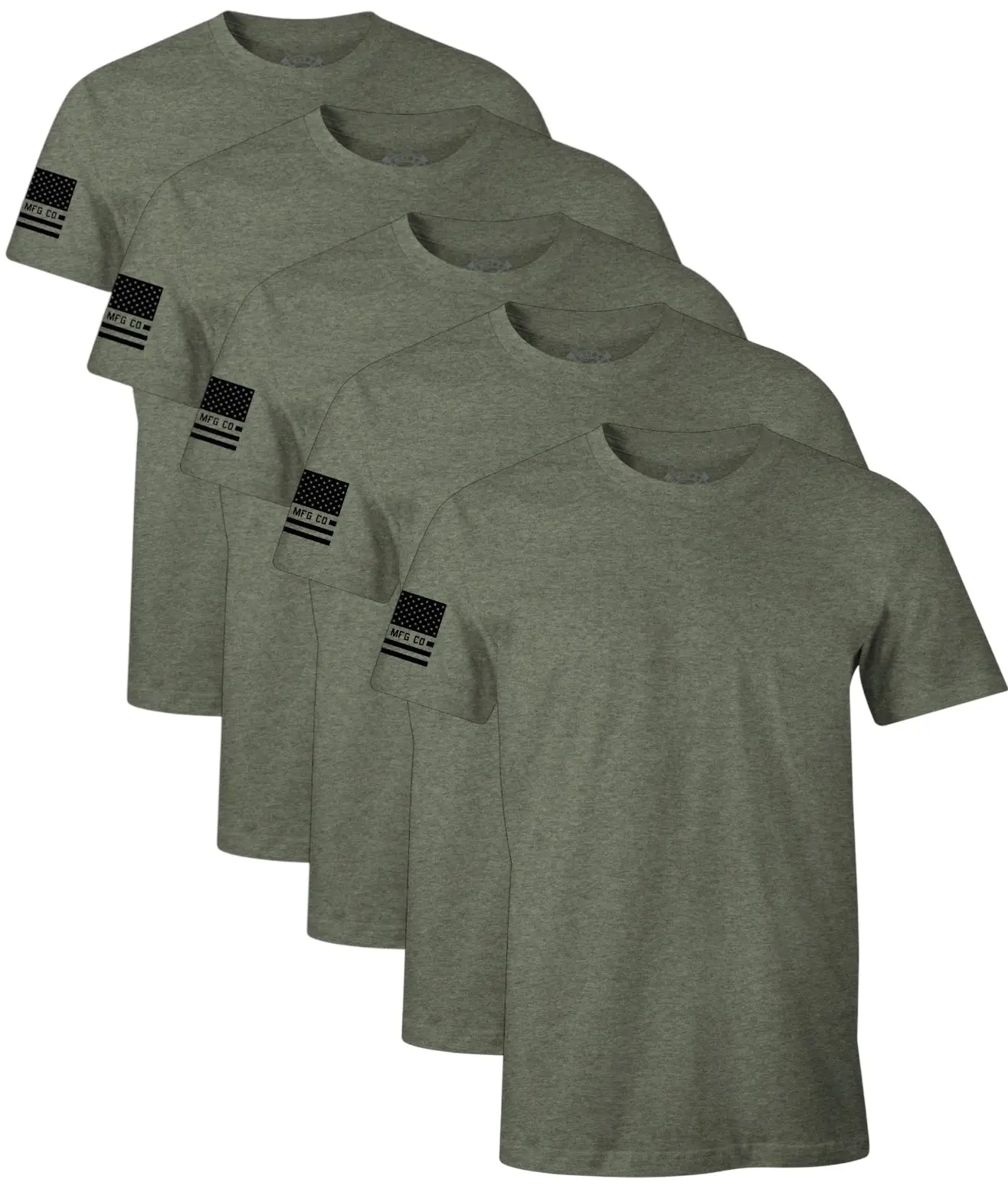 Howitzer Men's Short-Sleeve Cotton Graphic T-Shirt - Standard Basic Pack, Olive Heather, Casual Menswear Top with Stitched Hem, Tshirt, Shortsleeve