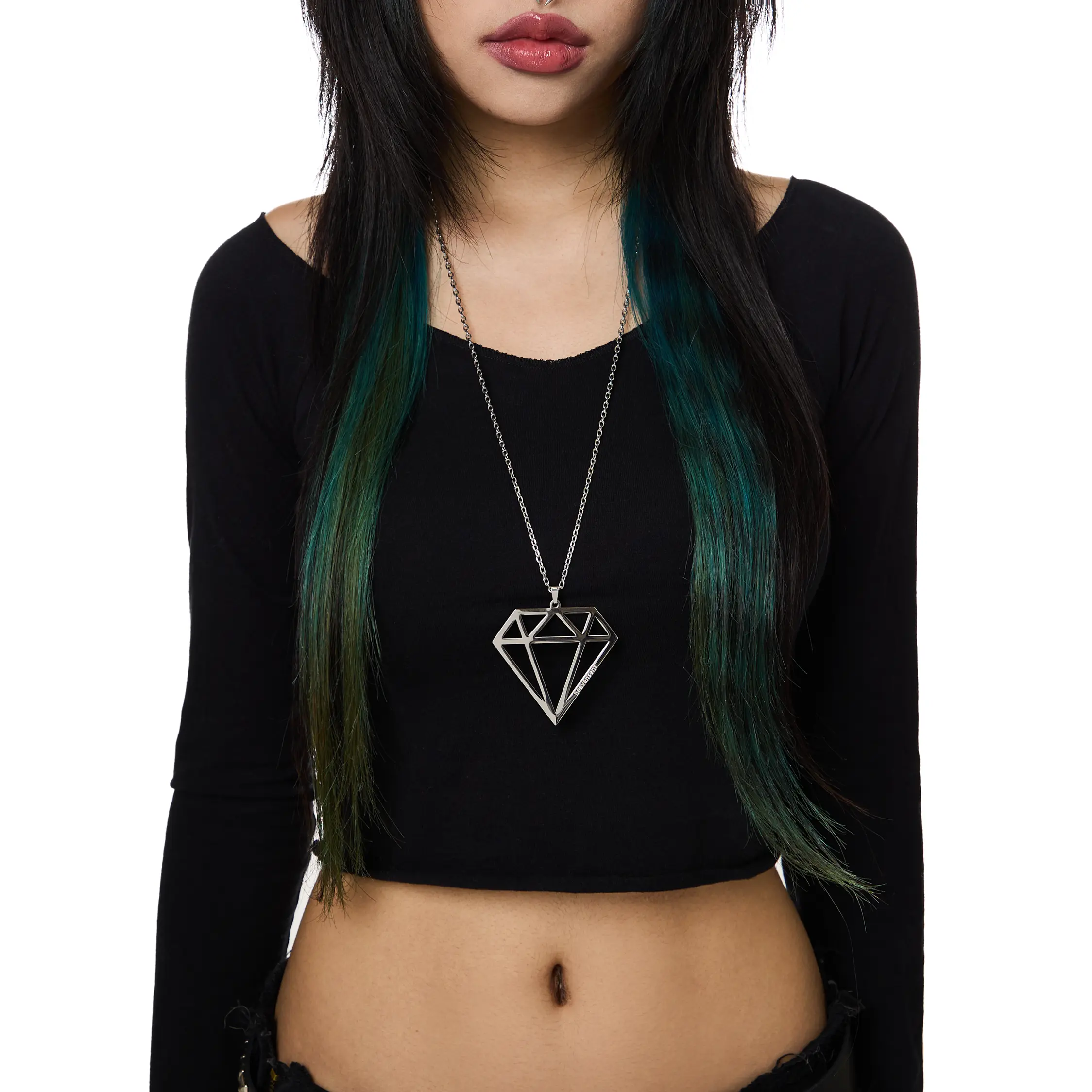 HeavenSent XL Icy Necklace | Large Stainless Steel Diamond Shape Pendant. Adjustable Chain. Tarnish Proof + Waterproof.