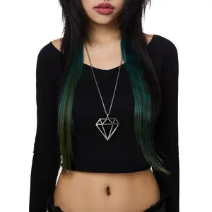 HeavenSent XL Icy Necklace | Large Stainless Steel Diamond Shape Pendant. Adjustable Chain. Tarnish Proof + Waterproof.