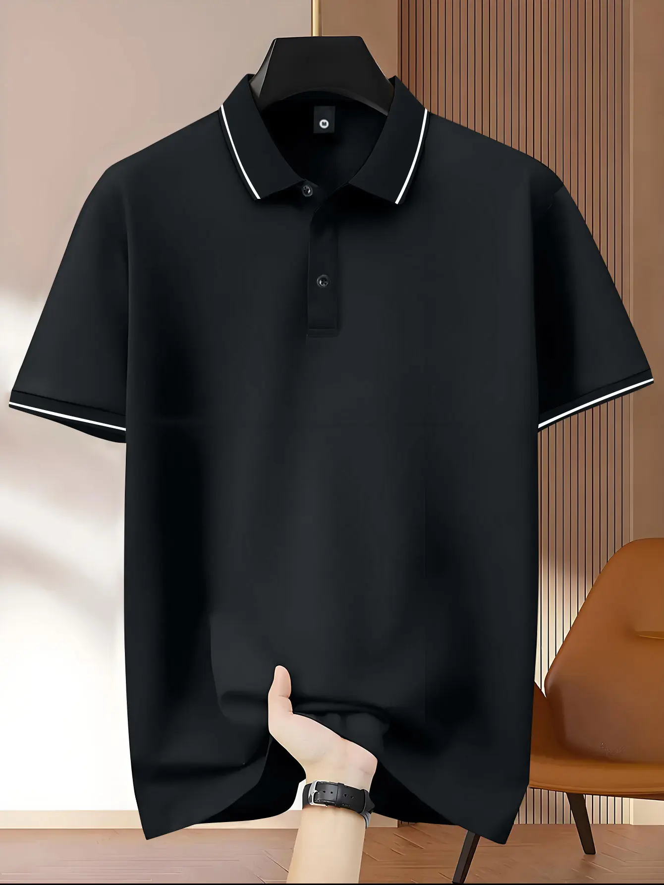 Men's Casual Polo Shirt, Lightweight Short Sleeve Solid Top for Golf, Work & Summer Vacation Wear, Clothes, Shortsleeve Menswear Collared Stylish