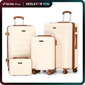 4 Piece Luggage Set, Expandable Lightweight ABS Suitcase with TSA Lock & 360° Spinner Wheels, Durable Hardshell Design for Family Travel, Back to School, or Holiday Trips