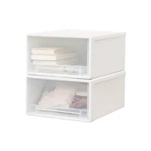 2-Pack Stackable Plastic Drawer Organizers - Lightweight Solid-Color Storage Bins Dustproof Storage Box for Bedroom, Office and Kitchen Use