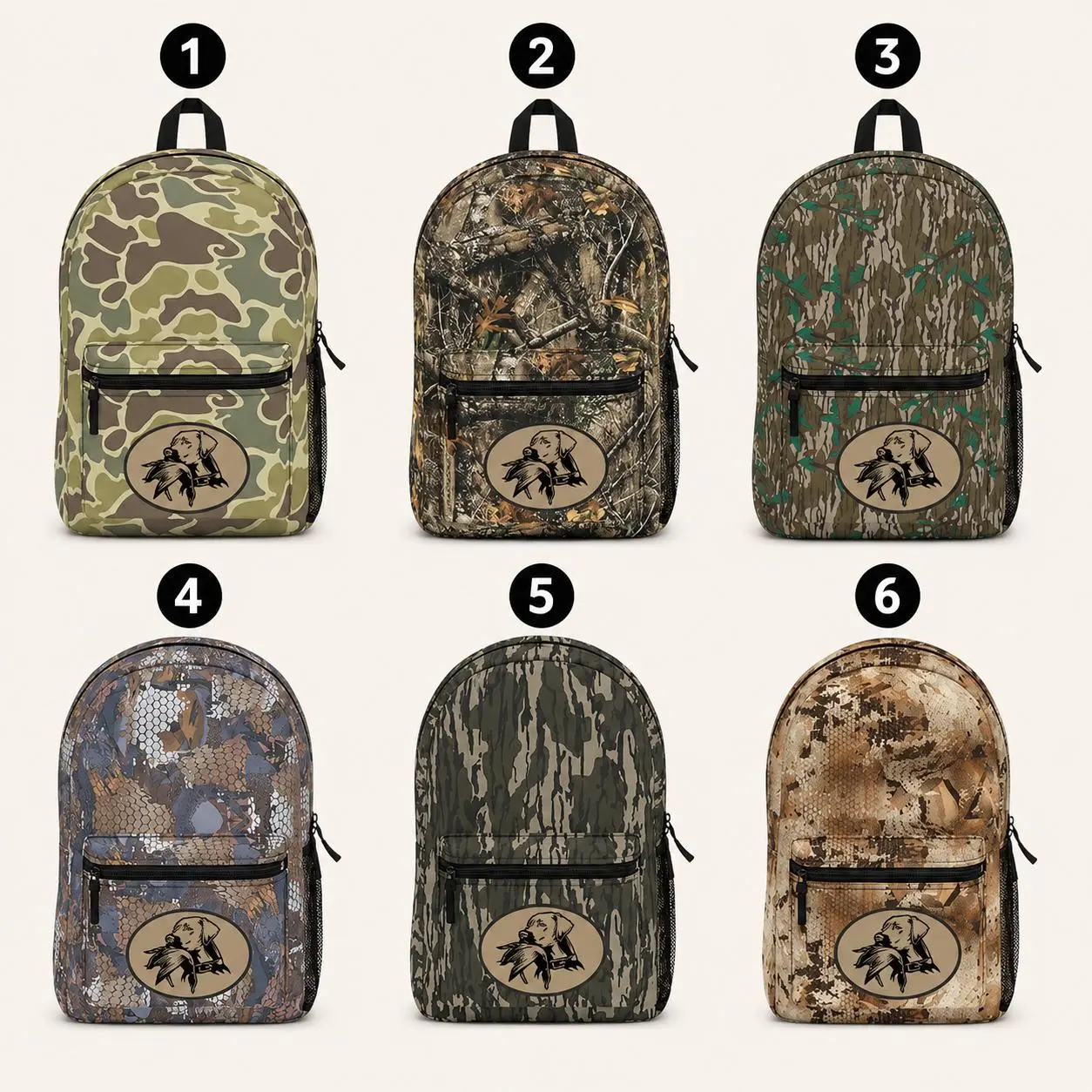 Duck Dog Hunting Camo Backpack, Mossy Oak Style School Backpack, Waterfowl Hunting Daypack, Outdoor Travel Bag, Backpack for Men Women