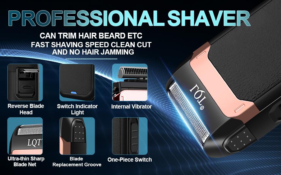 LQT Blue Gradient Skull Graffiti 3-in-1 Men's Grooming Kit, Cordless Hair Clipper with Blue LED Display, Gold T-Blade Trimmer & Shaver, Complete Rechargeable Barber Set for Salon & Home DIY Fades, Edges & Beard Styling