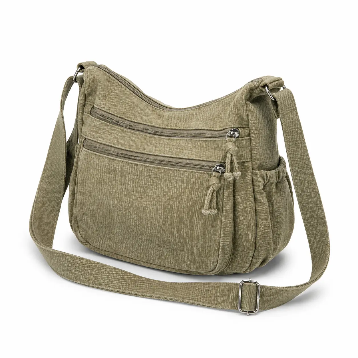 Women's Washed Canvas Crossbody Tote Bag - Vintage Multi-Pocket Shoulder Purse, Adjustable Wide Strap, Large Capacity Everyday Commuter Bag, Crossbody Bags For Women, Everyday Bag tiktokshopbacktoschool