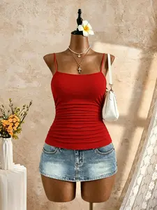 Women's Basic Tank Top, Sleeveless Slim Fit Shirt, Elastic Knit Strapless Vest, Perfect for Layering and Daily Wear