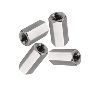 4PCS Metric 304 Stainless Steel Hexagonal Connecting Nuts, 24mm Long M8×1.25 Pitch Rod-Type Threaded Connecting Nuts, 4 Pack