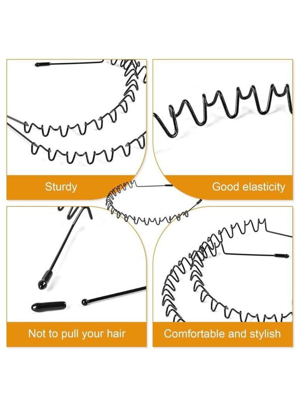 Metal Wave Hairbands, Unisex Sporty Design, Non-Slip Invisible Wear, Suitable for Daily Use & Outdoor Activities, Comfortable & Durable