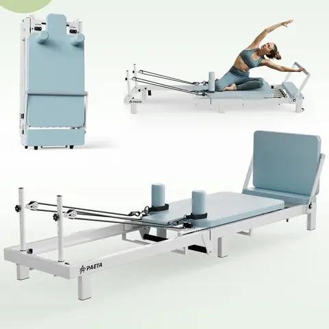 PAETA Foldable Rollable Adjustable Pilates Reformer Machine - Unisex, Foldable Pilates System, Multifunctional, Music Wire Springs, Jump Board, Glute and Core Training, Home Workout Equipment (400lbs Capacity)