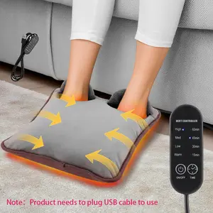 USB Foot Warmer with 4 Temperature Settings 4 Timer Modes, Office Car Foot Heating Device, Portable Heated Foot Care Accessory