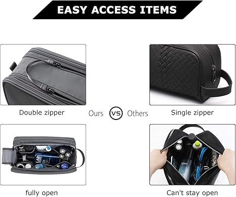 Toiletry Bag for Men, Travel Toiletry Organizer Dopp Kit Water-resistant Shaving Bag for Toiletries Accessories, Door Room Essentials,Grey-medium