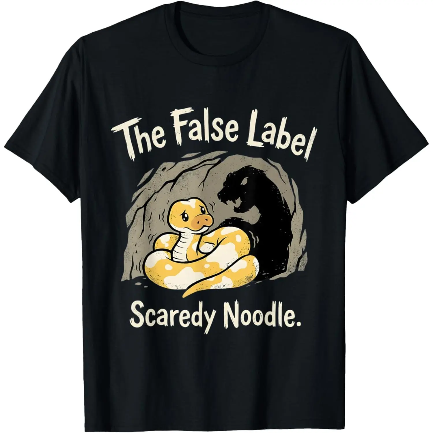 Women's Cotton T-Shirt with Scaredy Noodle Ball Python Graphic, Casual Short-Sleeve Top, Breathable & Lightweight Herpetology Gift, Shortsleeve, Tshirt
