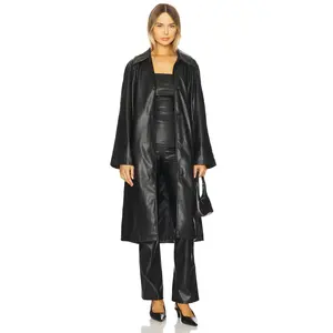 superdown Francine Faux Leather Coat in Black