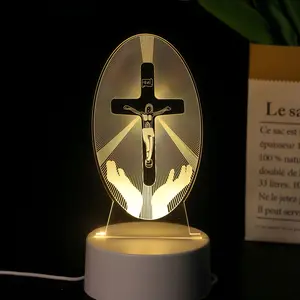 Jesus Night Light, Carved Jesus Figure, Church Memorial Religious Home Decor, Energy Saving LED Desk Lamp, Creative Bedside Table Lamp, Religious Decoration