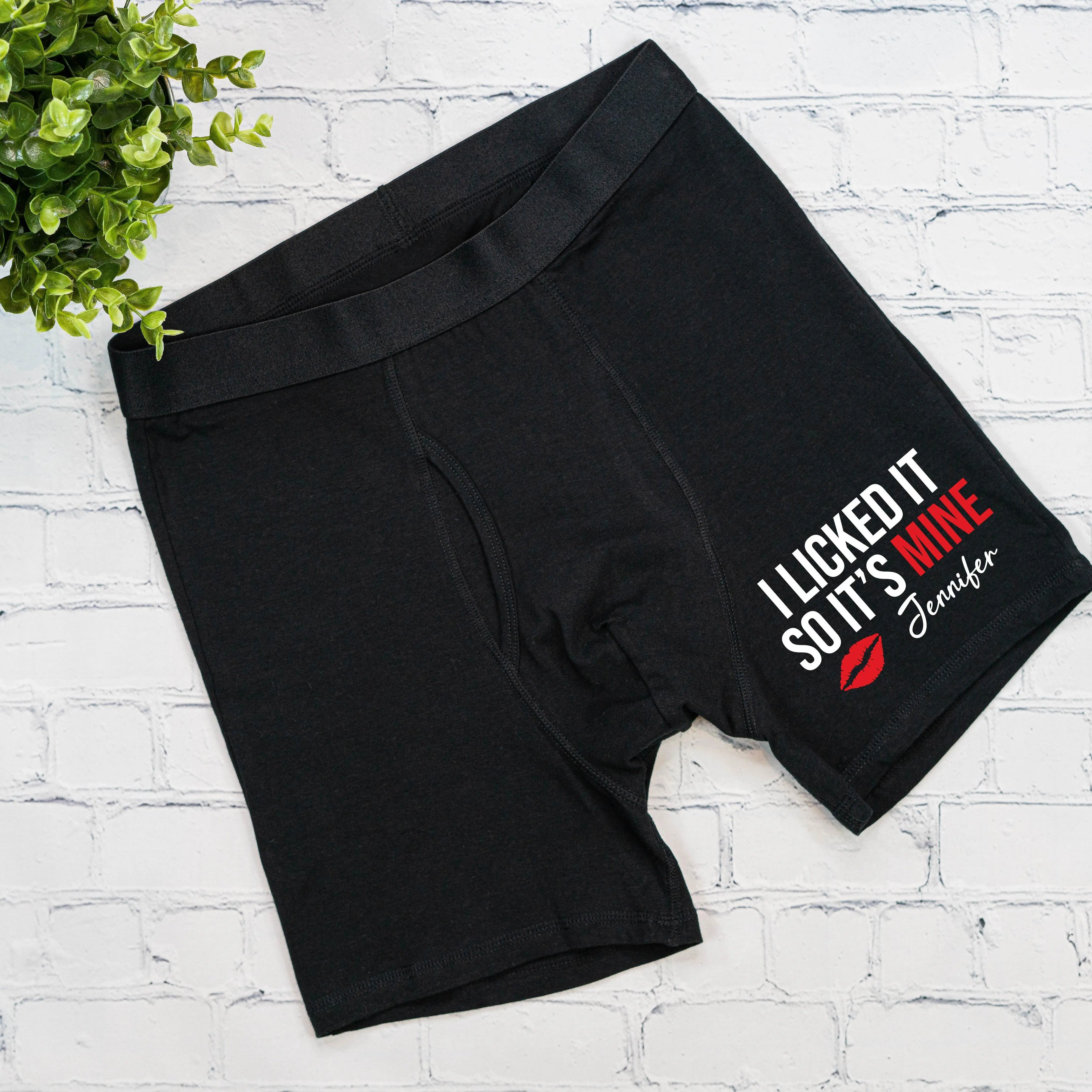 I Licked It So It's Mine Men's Underwear, Custom Name Men's Boxer, Cool Men's Underwear, Funny Anniversary Gift For Husband, Husband Valentine's Day Boxer, Men's Birthday Gift