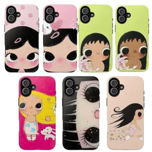 Kawaii Art Girl iPhone Case – Cute Big Eyes Doll Illustration Phone Cover, Pastel Aesthetic Cartoon Design, Whimsical Soft Protective Case, Trendy Cute Phone Accessory