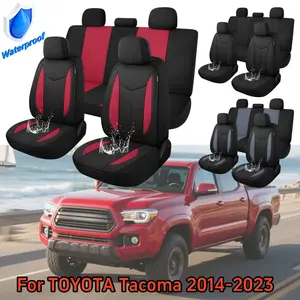 For TOYOTA Tacoma 2014-2023 Waterproof Car Seat Cover Full Set, Neoprene 5 Seats Covers Set or 2 Front Seats Covers for Cars, Premium Seat Liner Machine Washable For All Seasons, Back Split Bench With Three Zippers Compatible Car Interior Covers