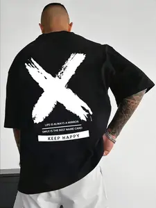 Men's Casual Sporty Short Sleeve Shirt, Comfortable Round Neck Activewear Tee for Outdoor Gym Sports, Trendy Versatile Men's Clothing, Loose Top