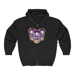 Trill Fam Purple Cups Hoodie | Zip Up Hooded Sweatshirt