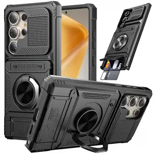 Shockproof Phone Case with Card Slot, Phone Protective Cover, Phone Protector, Phone Accessories Compatible with Samsung Galaxy S25 Ultra S24 Ultra S23 Ultra A16 A26 A36 A56 Cellphone, Casing