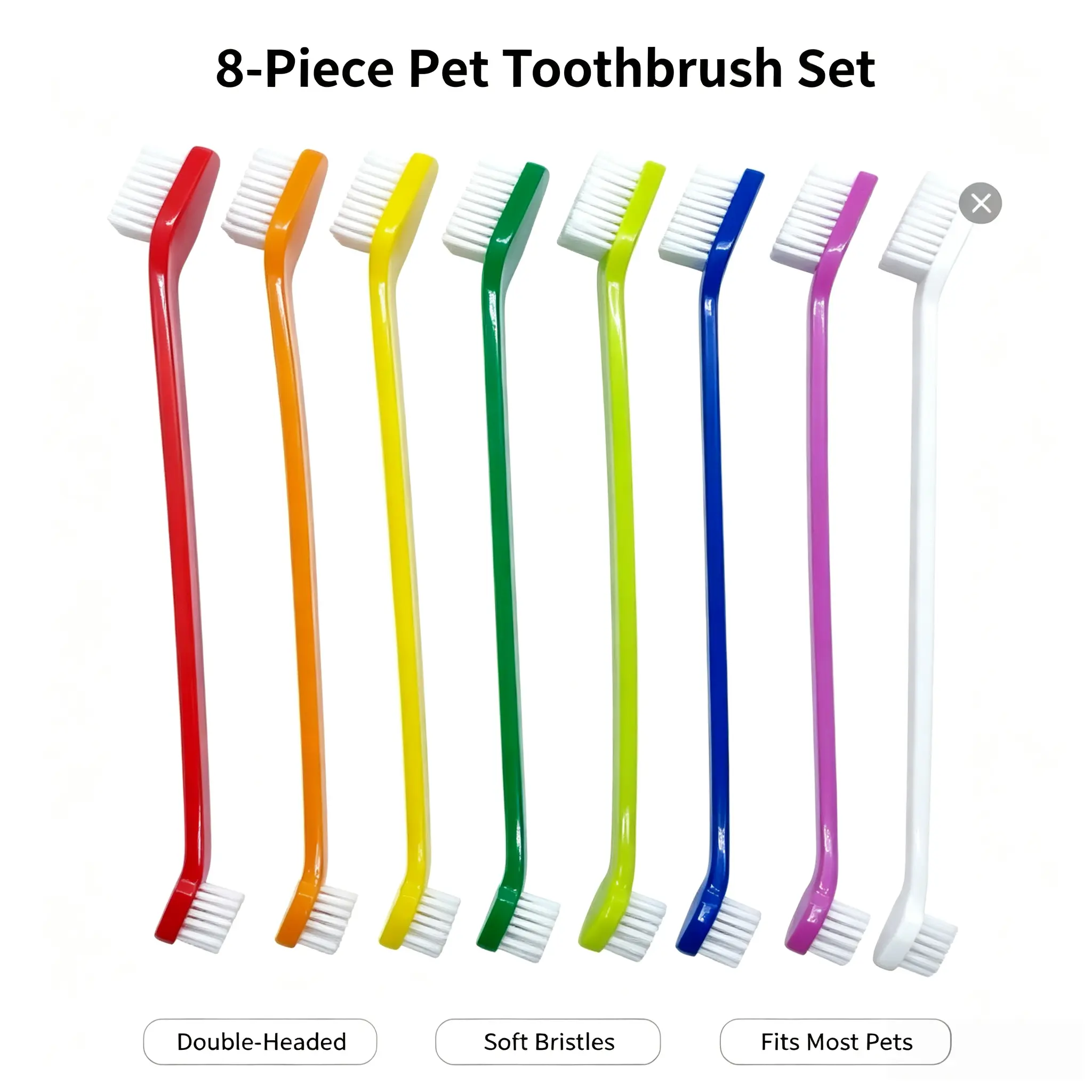 8-Piece Pet Oral Care Kit for Dogs and Cats, Double-Ended Dental Cleaning Tools for Small to Large Pets