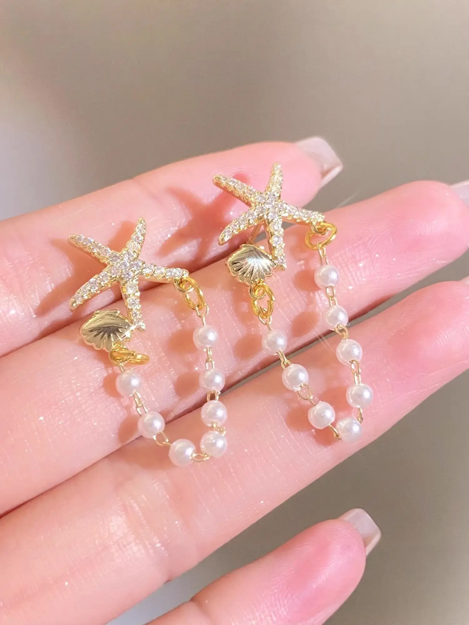 Bohemian Starfish Earrings, Beachy Earrings, Earrings Jewelry, Trendy Jewelry, Boho Style Jewelry, Faux Pearl Beach Vibes Dangles, Cute Summer Vacation Accessory, Perfect Gift for Beach Lovers, Jewelry Gifts
