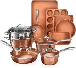Gotham Steel TRUE VALUE 20 Pc Ceramic Pots and Pans Set Non Stick, Ceramic Cookware Set with Bakeware, Pot and Pan Set with Utensils, Non Stick Pots and Pan Set, Oven & Dishwasher Safe, Copper